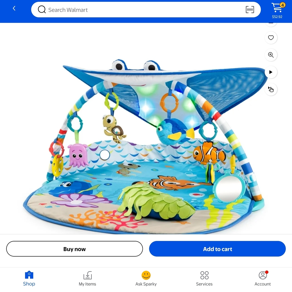 Bright Starts Disney Baby Finding Nemo Mr. Ray Ocean Lights & Music Gym